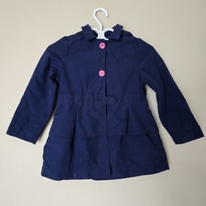 London Fog Dark Blue Coat with Pink Buttons